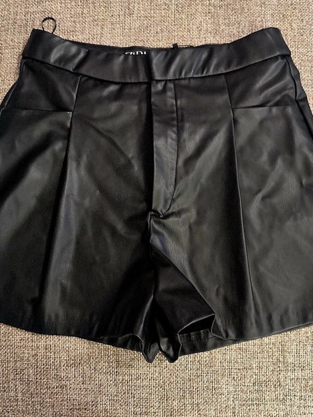 Zara Faux Leather High-Rise Shorts Black Medium NWT